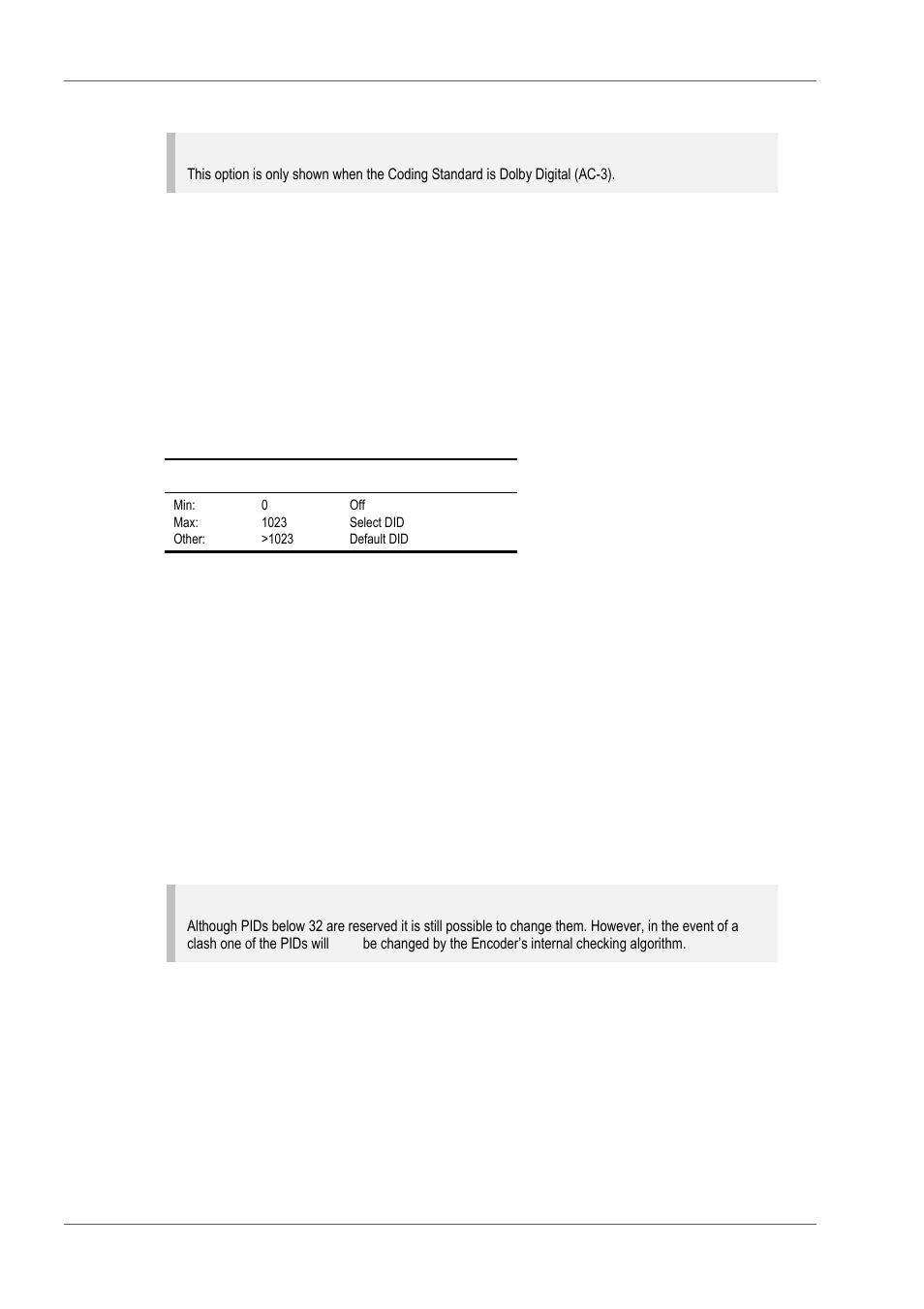 Low pass filter option, Embedded 1-2 did option, Embedded 3-4 did option | Audio pid option, Hardware release option, Software release option | TANDBERG E5714 User Manual | Page 142 / 332