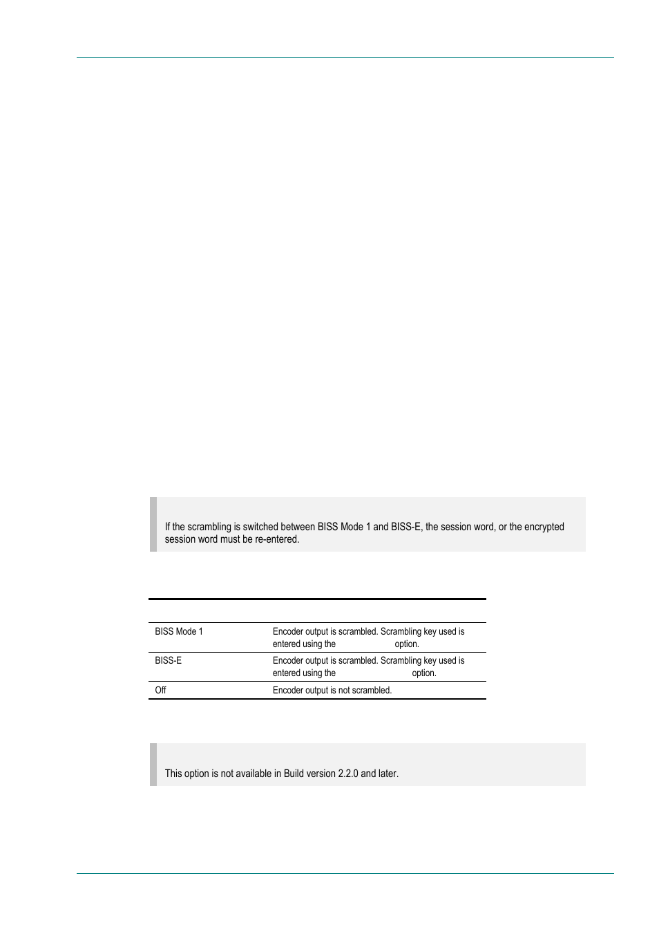 Biss options enabled, Overview, Scramble option | Biss key entry option, 14 biss options enabled | TANDBERG E5714 User Manual | Page 173 / 332