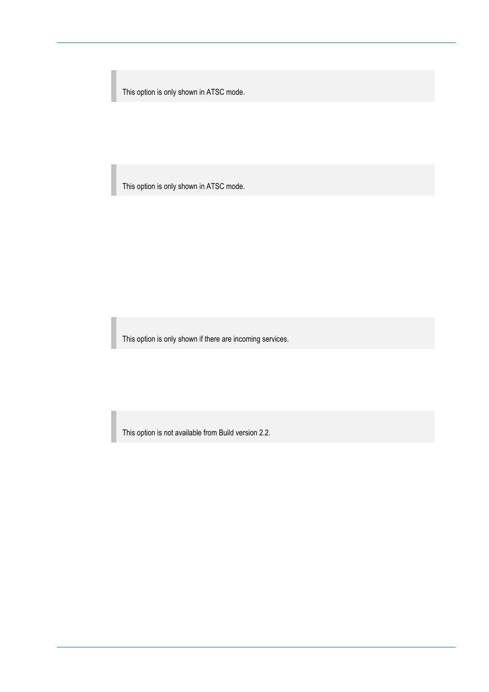 Major channel option, Minor channel option, Logical channel option | Ca input option, Biss key code option, Enc session word option, Session word option | TANDBERG E5714 User Manual | Page 179 / 332