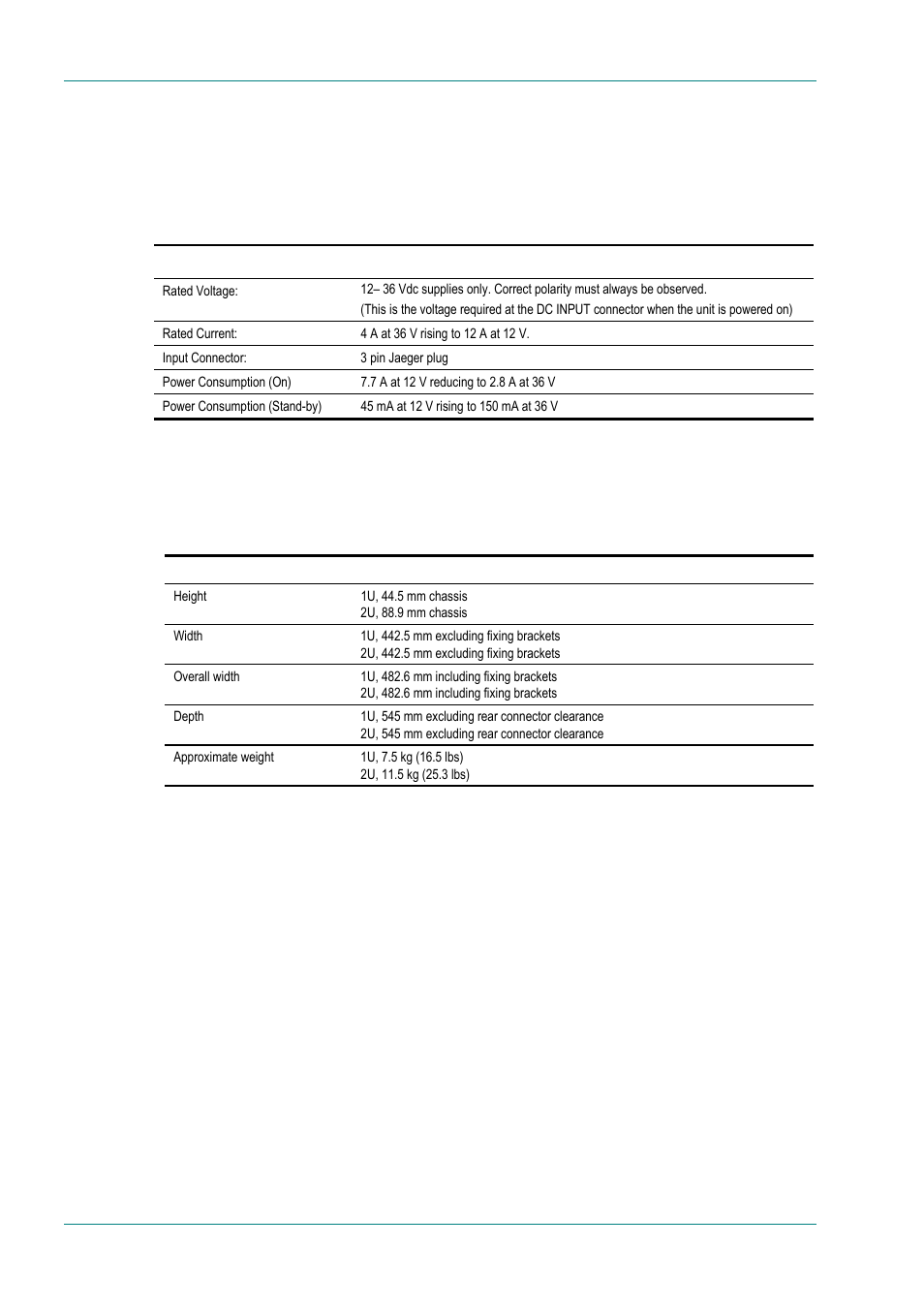 Dc power input, Physical details, B.6 physical details | B.5.2 dc power input | TANDBERG E5714 User Manual | Page 252 / 332