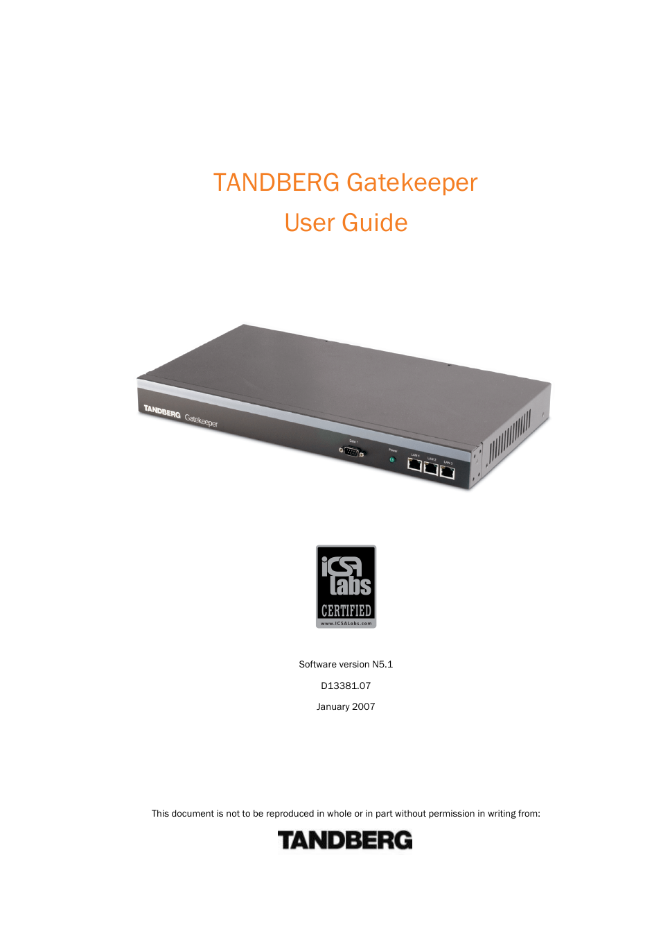 TANDBERG Gatekeeper User Manual | 105 pages