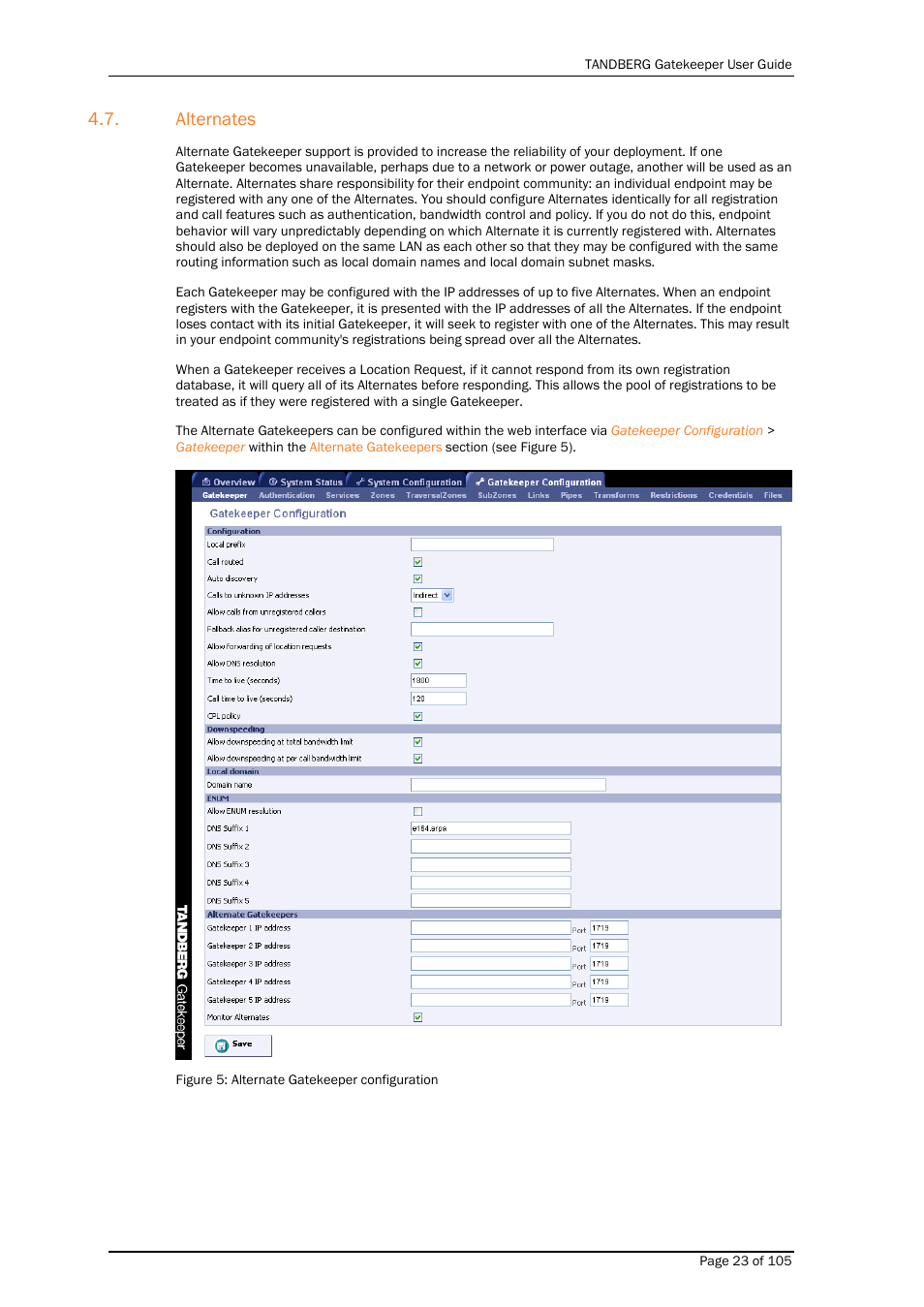 Alternates | TANDBERG Gatekeeper User Manual | Page 23 / 105