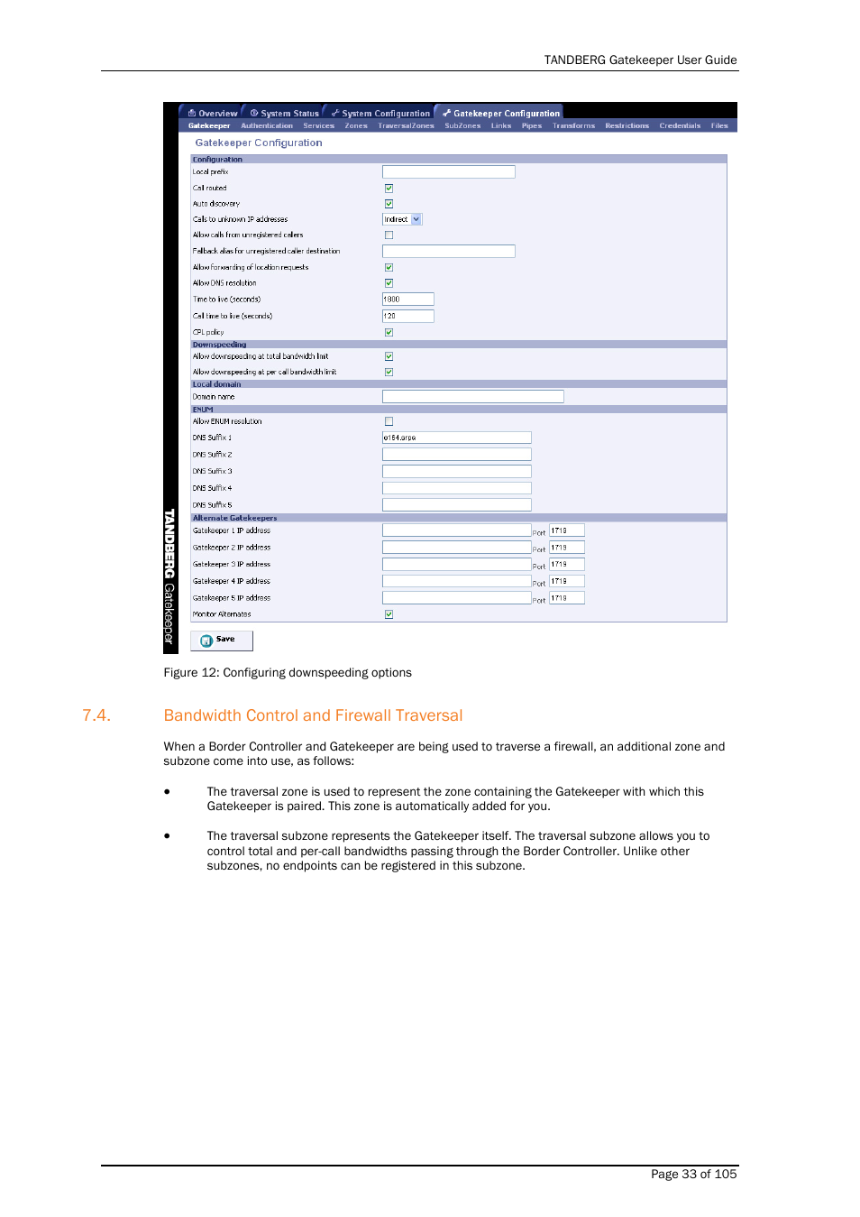 Bandwidth control and firewall traversal | TANDBERG Gatekeeper User Manual | Page 33 / 105