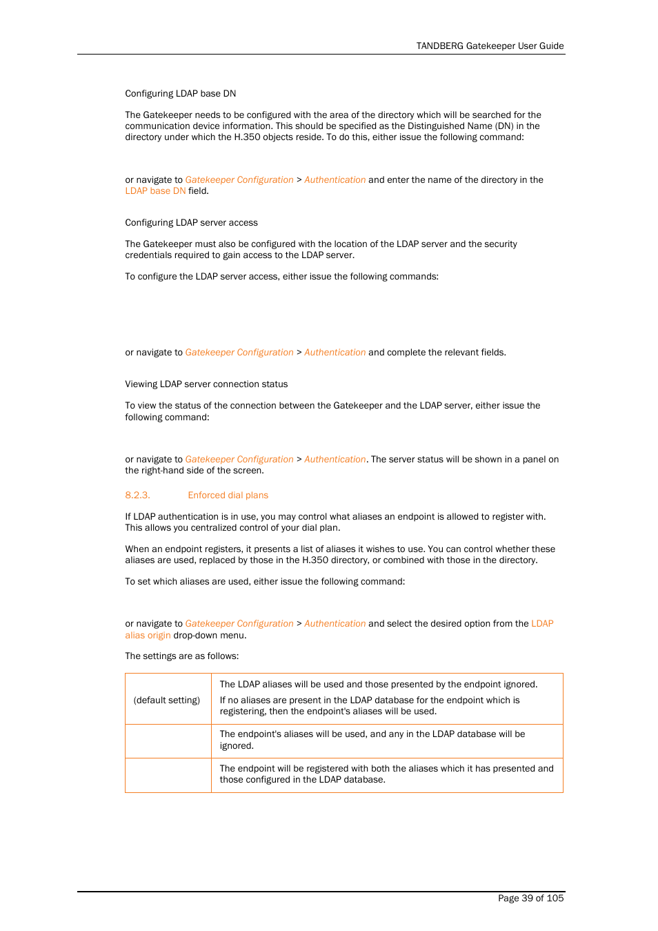 Enforced dial plans | TANDBERG Gatekeeper User Manual | Page 39 / 105