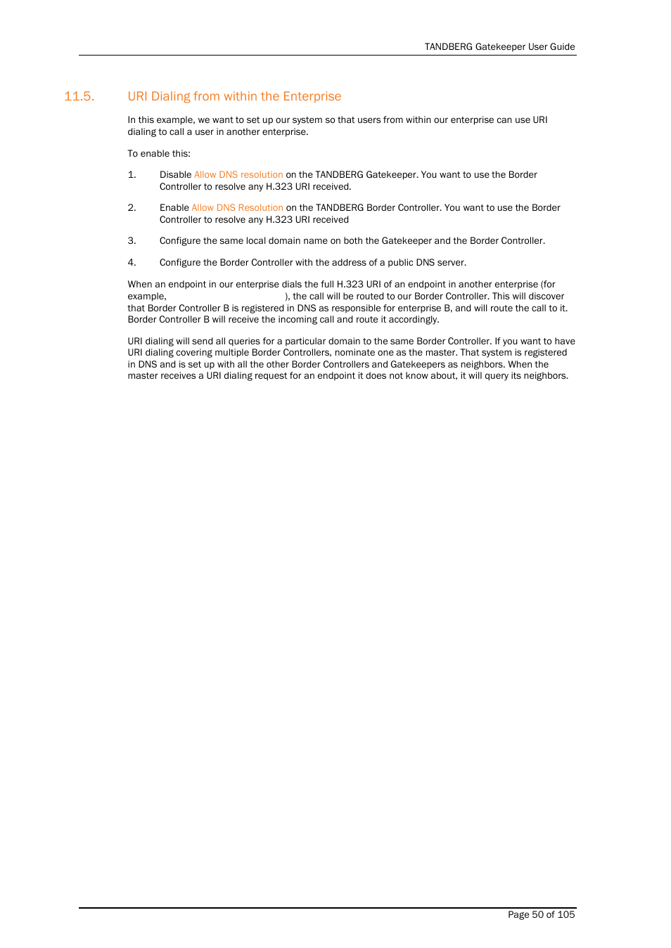 Uri dialing from within the enterprise | TANDBERG Gatekeeper User Manual | Page 50 / 105