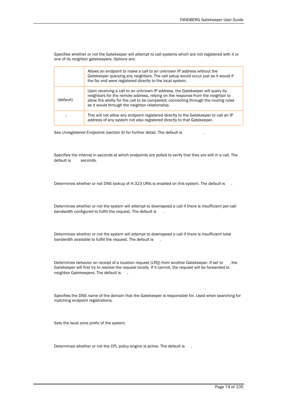 TANDBERG Gatekeeper User Manual | Page 74 / 105