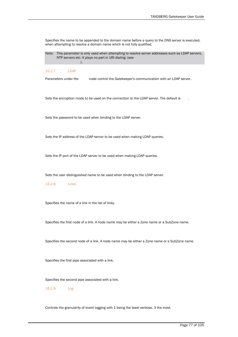 Ldap, Links | TANDBERG Gatekeeper User Manual | Page 77 / 105