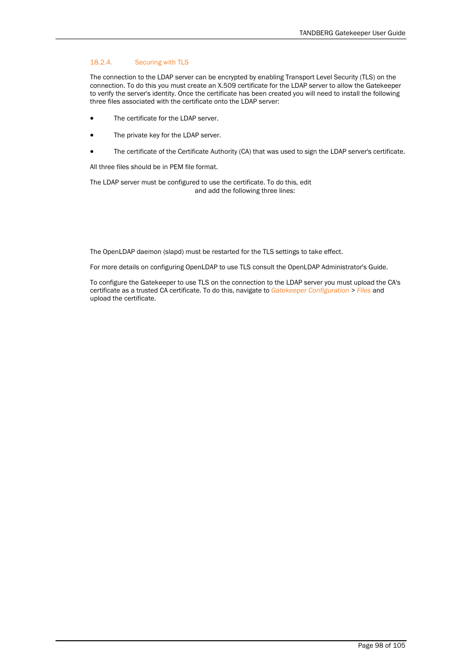 Securing with tls | TANDBERG Gatekeeper User Manual | Page 98 / 105