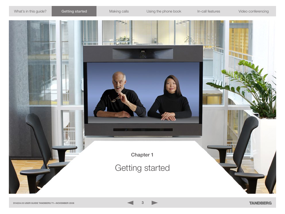 Getting started | TANDBERG T1 User Manual | Page 3 / 25