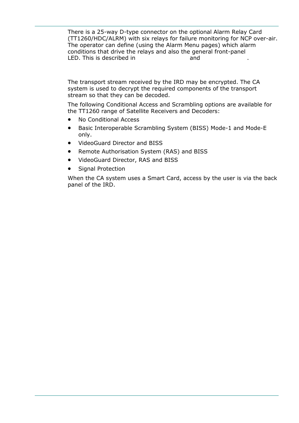 Conditional access and scrambling, 4 conditional access and scrambling | TANDBERG TT1260 User Manual | Page 17 / 158