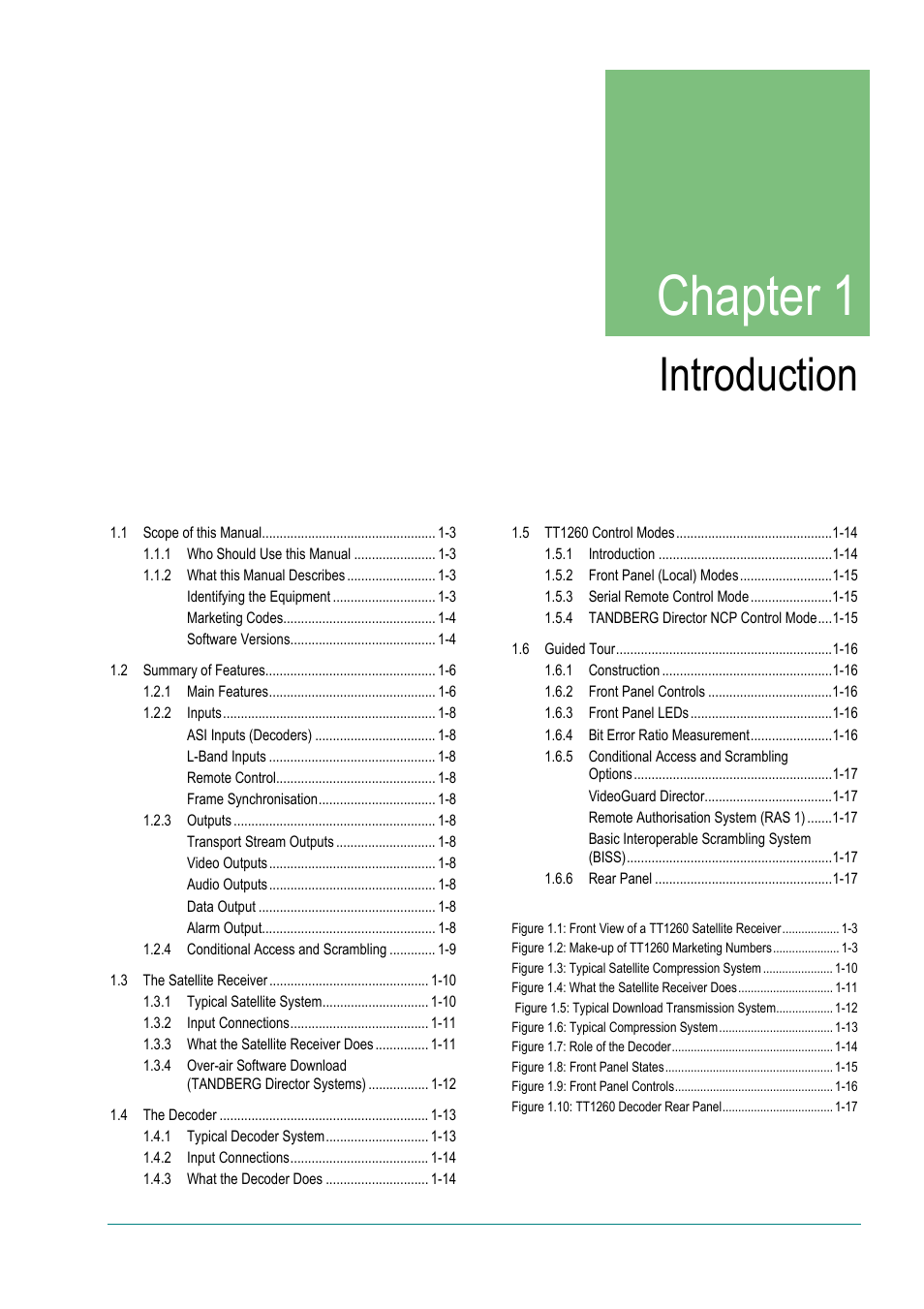 TANDBERG TT1260 User Manual | Page 9 / 158