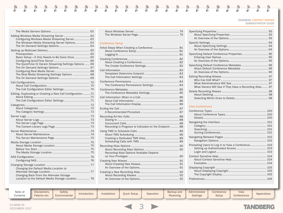 TANDBERG S3 User Manual | Page 3 / 127