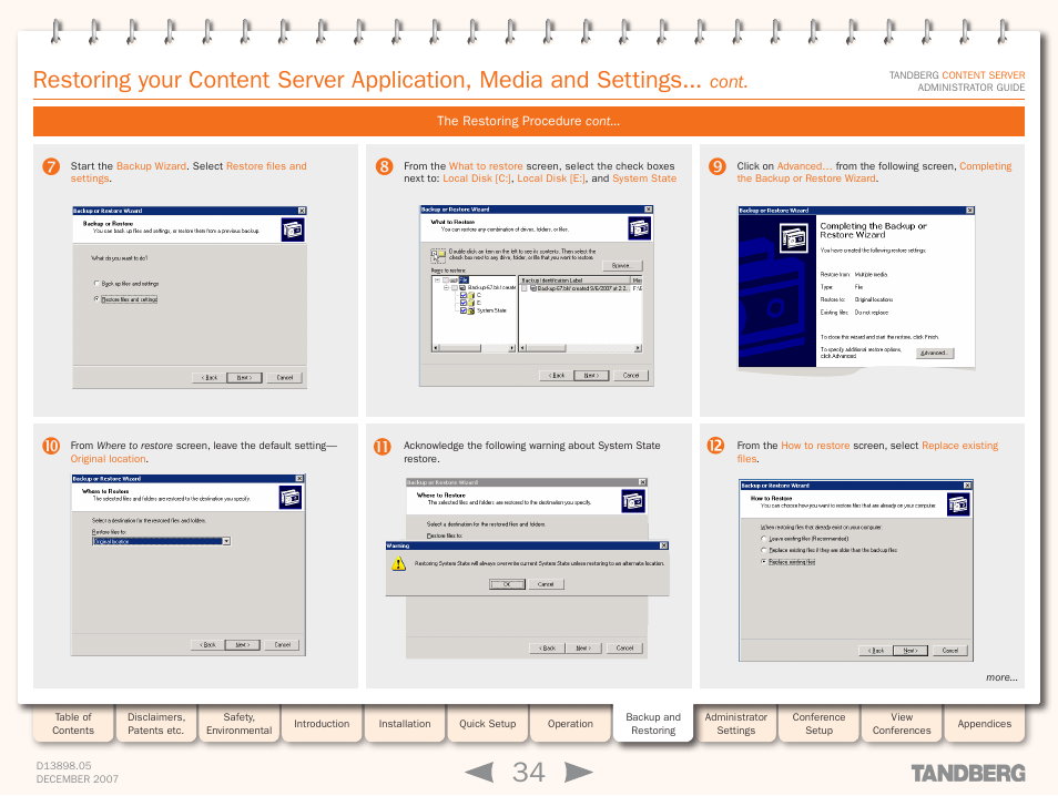 Cont | TANDBERG S3 User Manual | Page 34 / 127