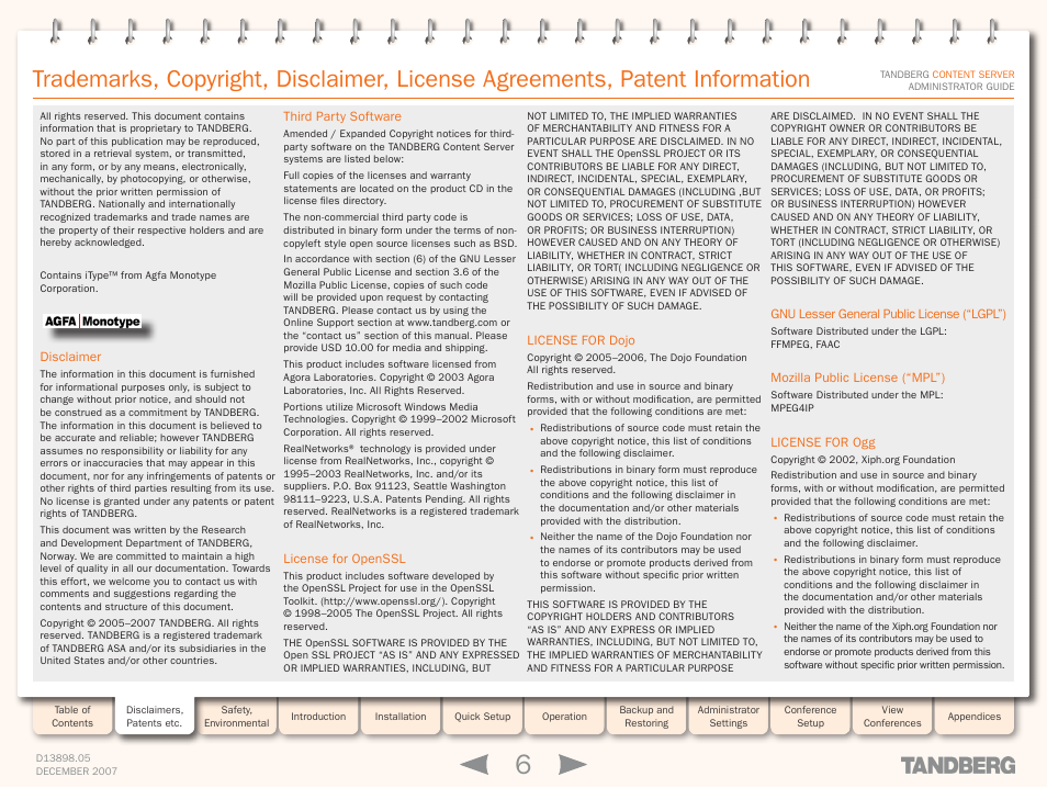 TANDBERG S3 User Manual | Page 6 / 127