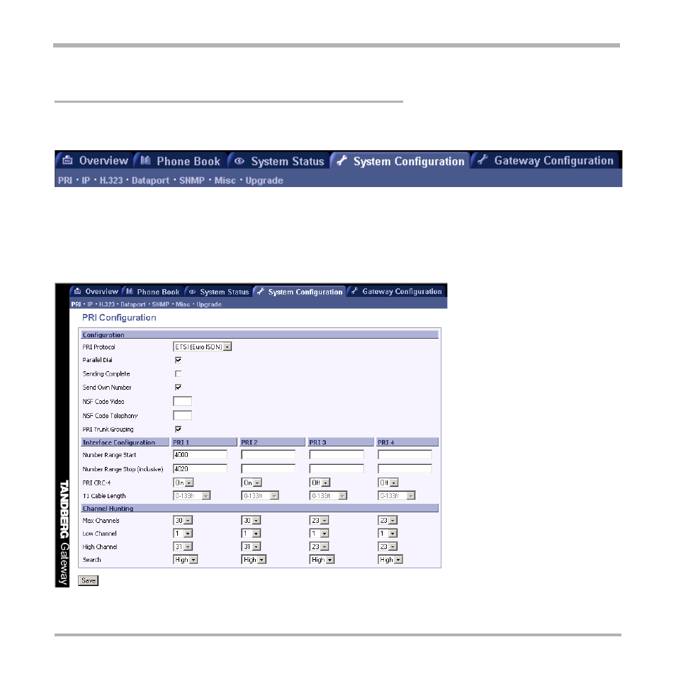 Configure the gateway, System configuration | TANDBERG D13187-03 User Manual | Page 35 / 63