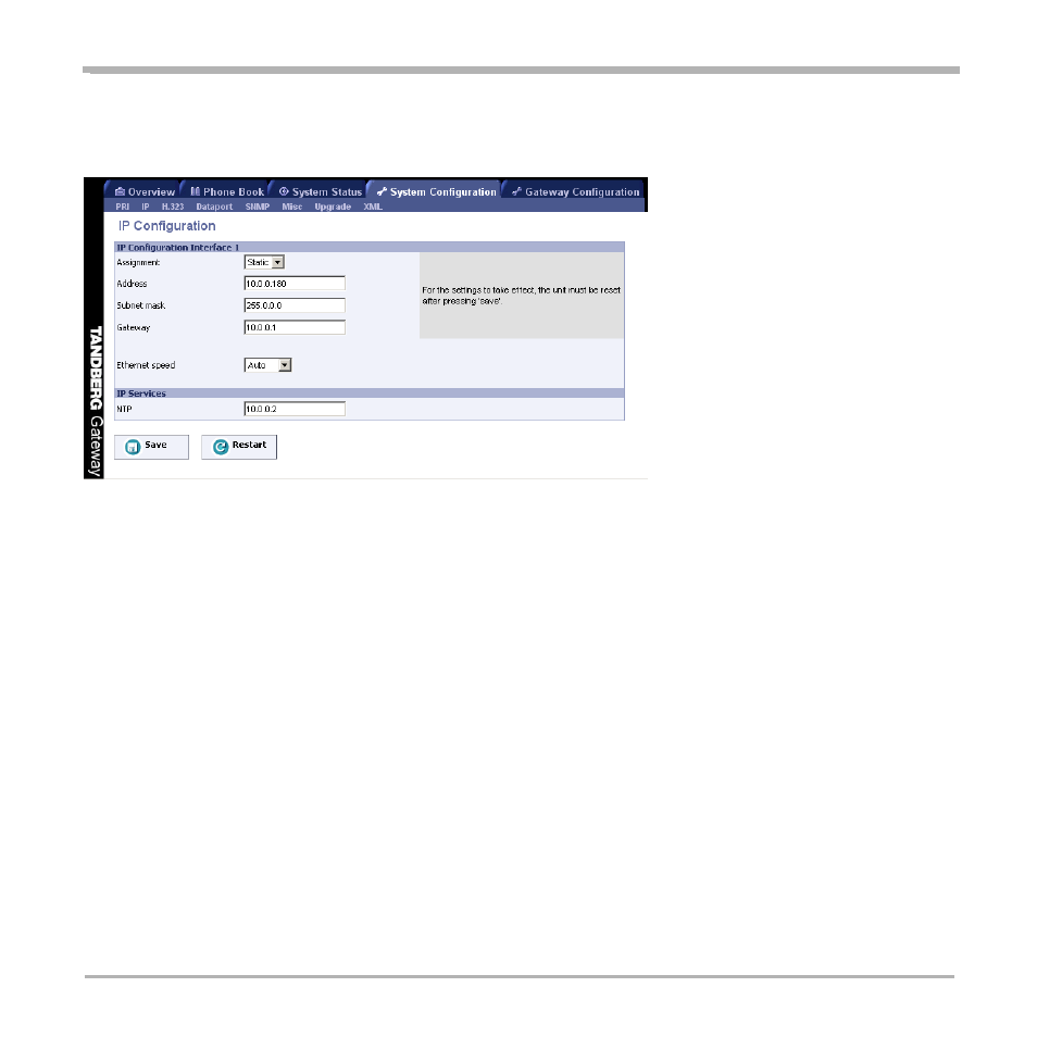 Ip configuration | TANDBERG D13187-03 User Manual | Page 40 / 63