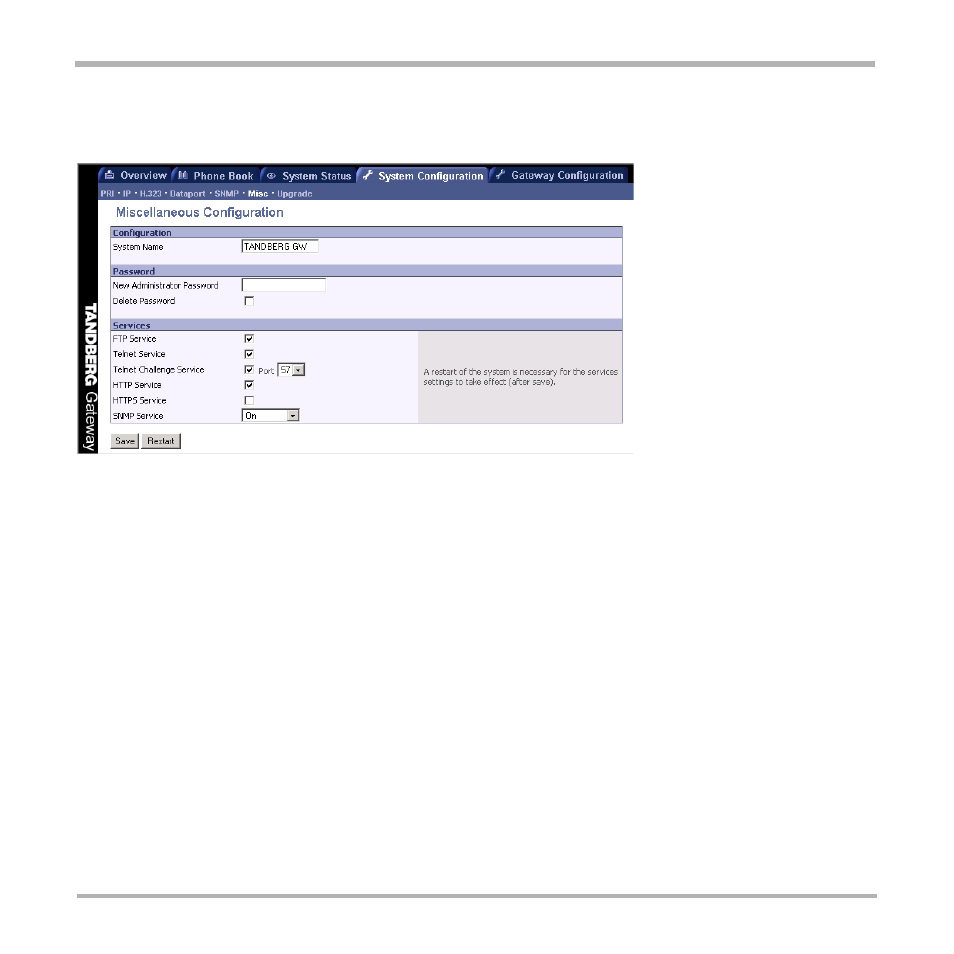 Miscellaneous configuration | TANDBERG D13187-03 User Manual | Page 47 / 63