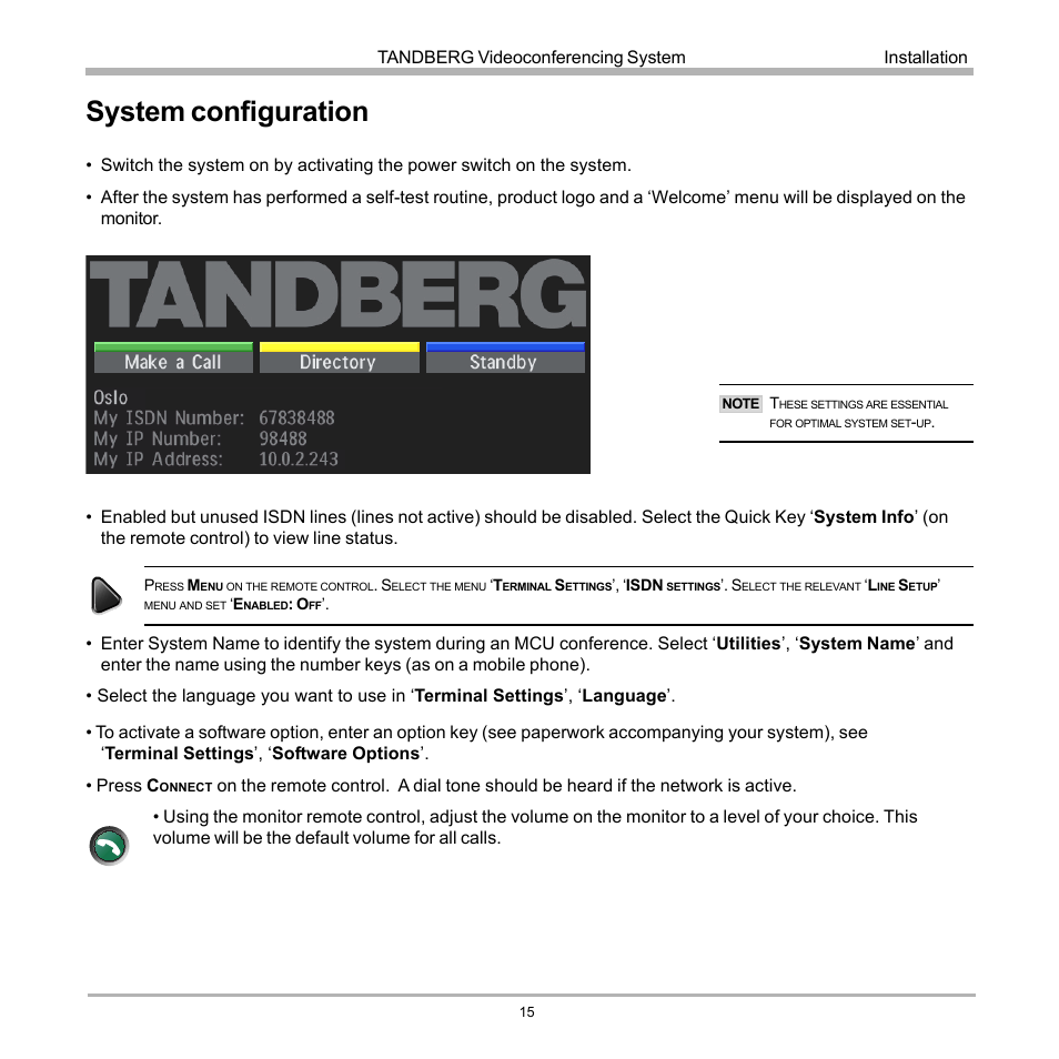 System configuration | TANDBERG D12817-05 User Manual | Page 15 / 82