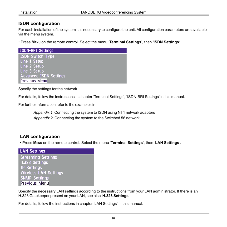 TANDBERG D12817-05 User Manual | Page 16 / 82