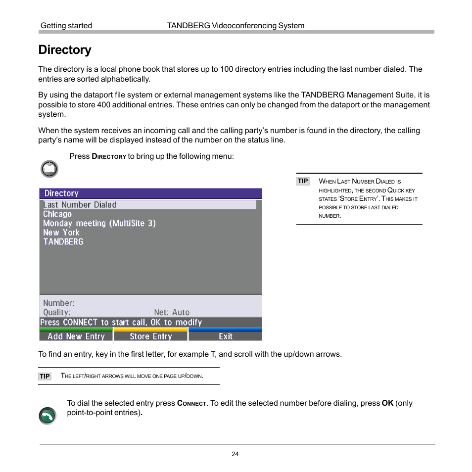 Directory | TANDBERG D12817-05 User Manual | Page 24 / 82