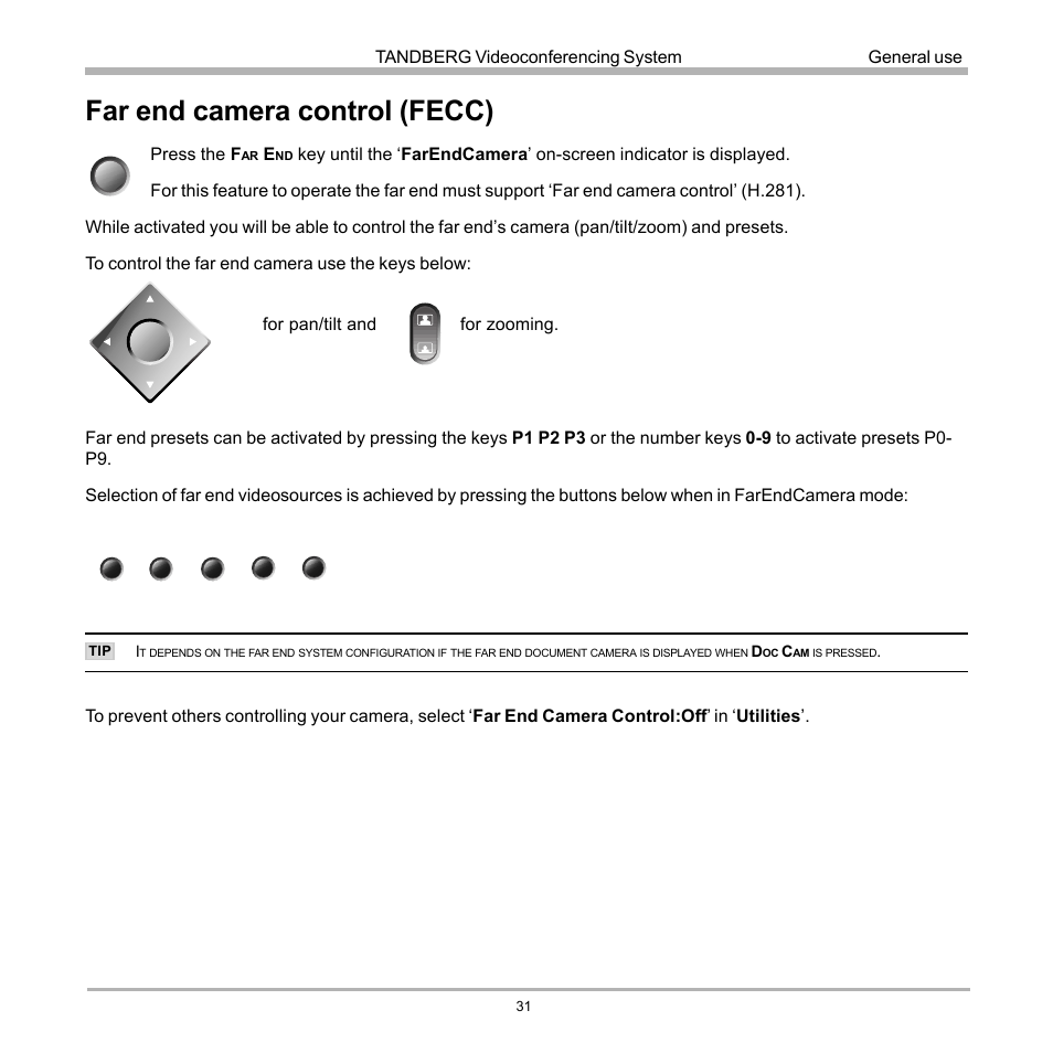 Far end camera control (fecc) | TANDBERG D12817-05 User Manual | Page 31 / 82