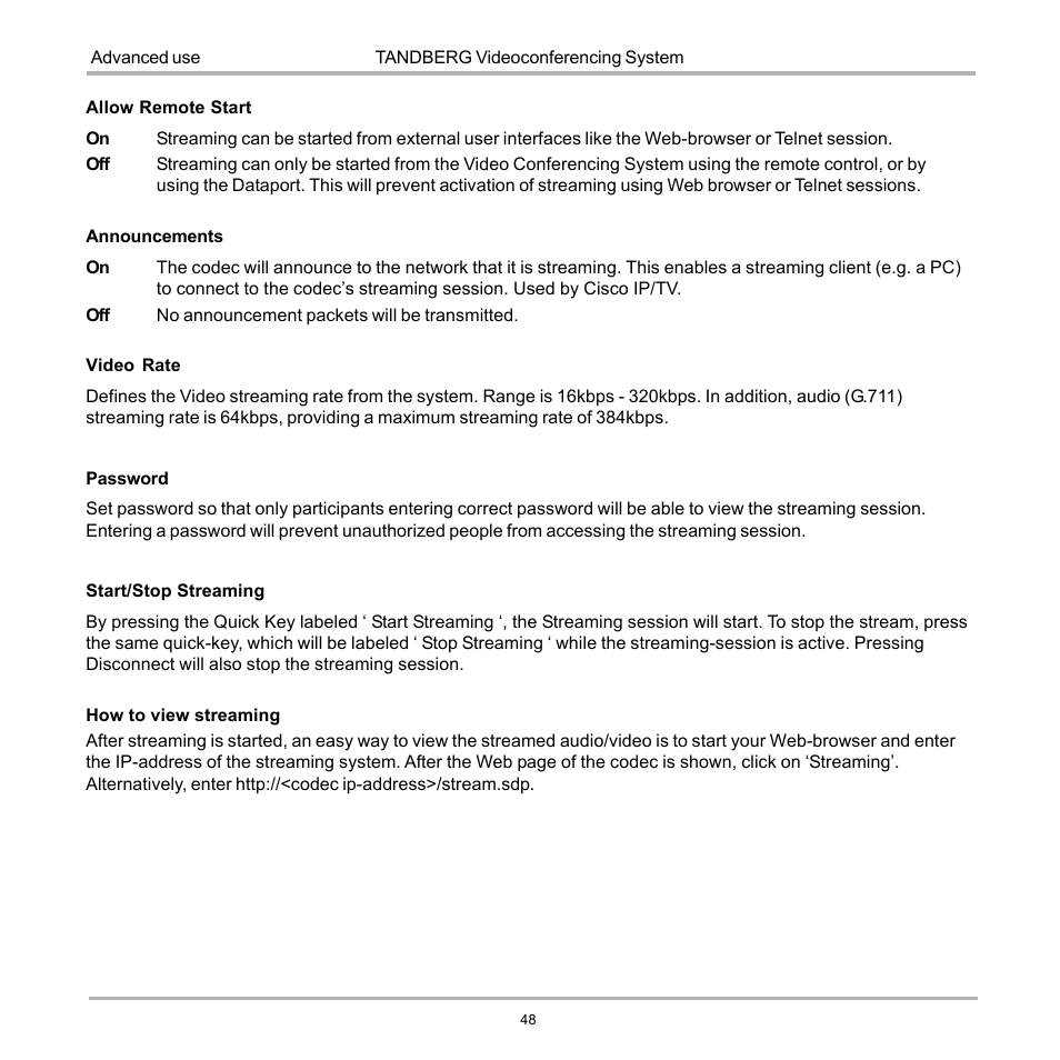 TANDBERG D12817-05 User Manual | Page 48 / 82