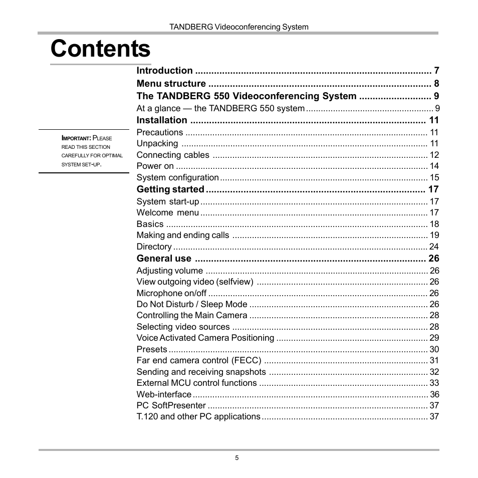 TANDBERG D12817-05 User Manual | Page 5 / 82