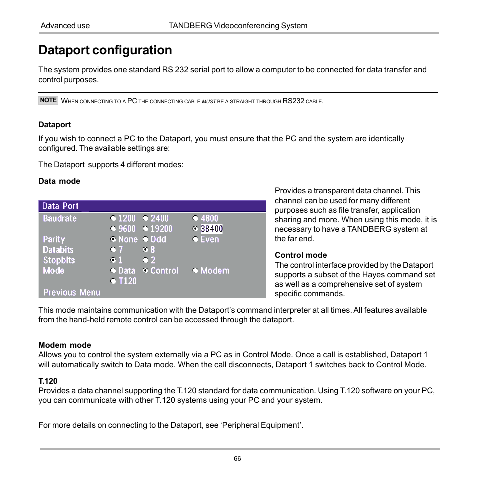 Dataport configuration | TANDBERG D12817-05 User Manual | Page 66 / 82