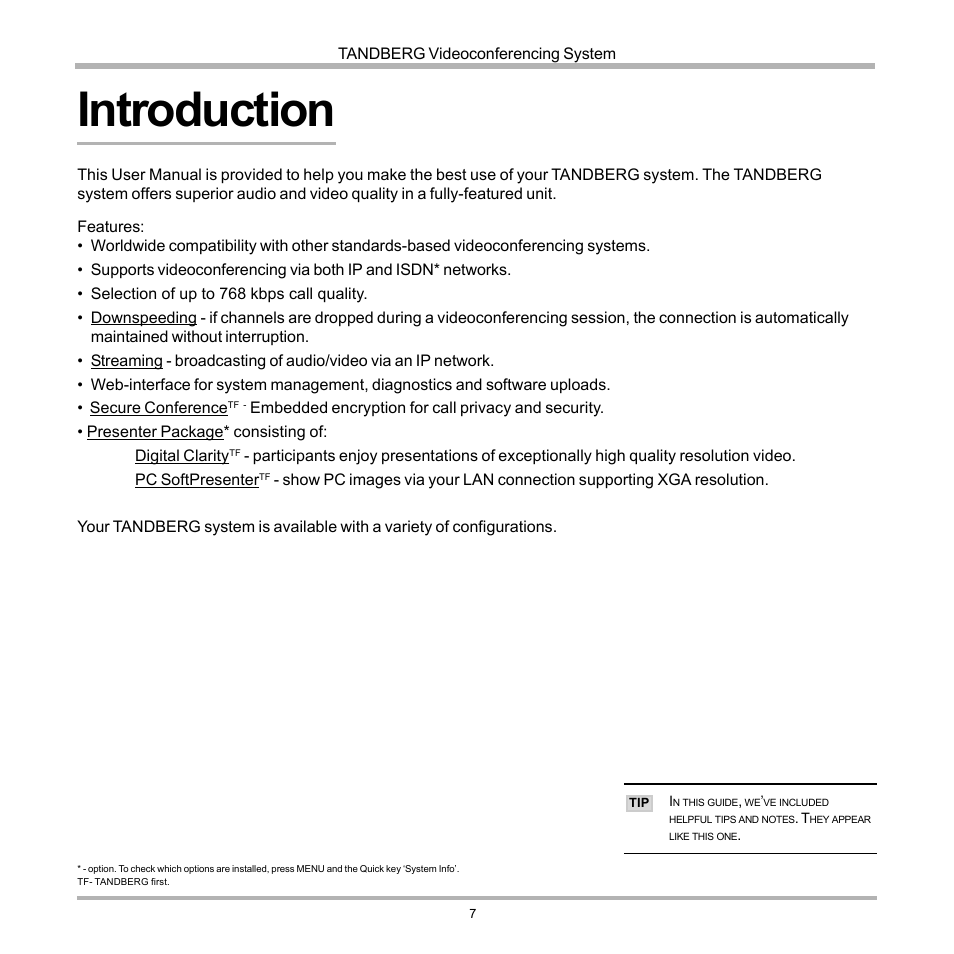 Introduction | TANDBERG D12817-05 User Manual | Page 7 / 82