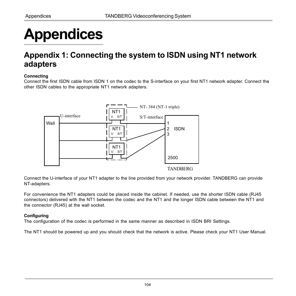 Appendices | TANDBERG D12155-10 User Manual | Page 104 / 116