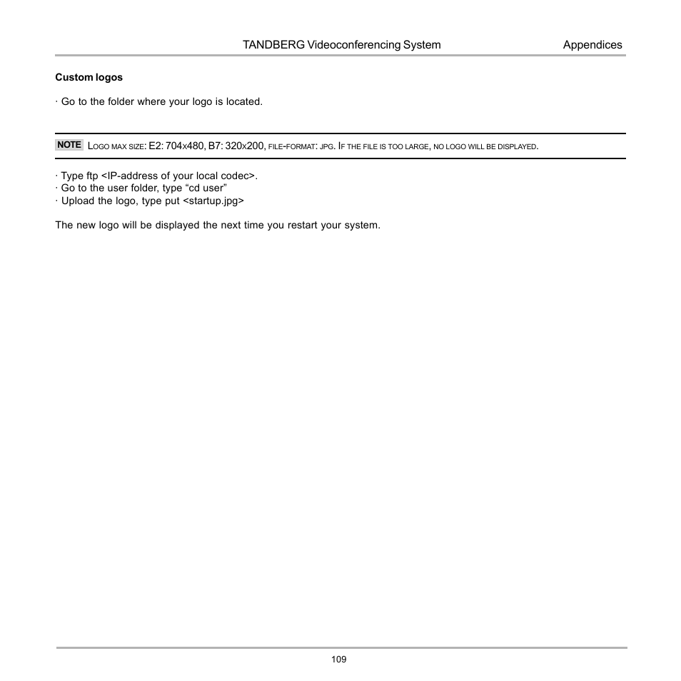 Tandberg videoconferencing system, Appendices | TANDBERG D12155-10 User Manual | Page 109 / 116