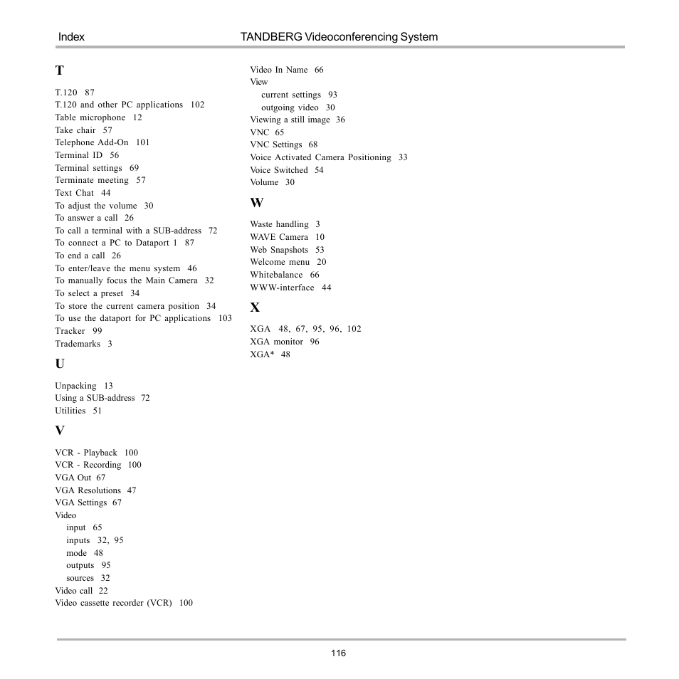 TANDBERG D12155-10 User Manual | Page 116 / 116