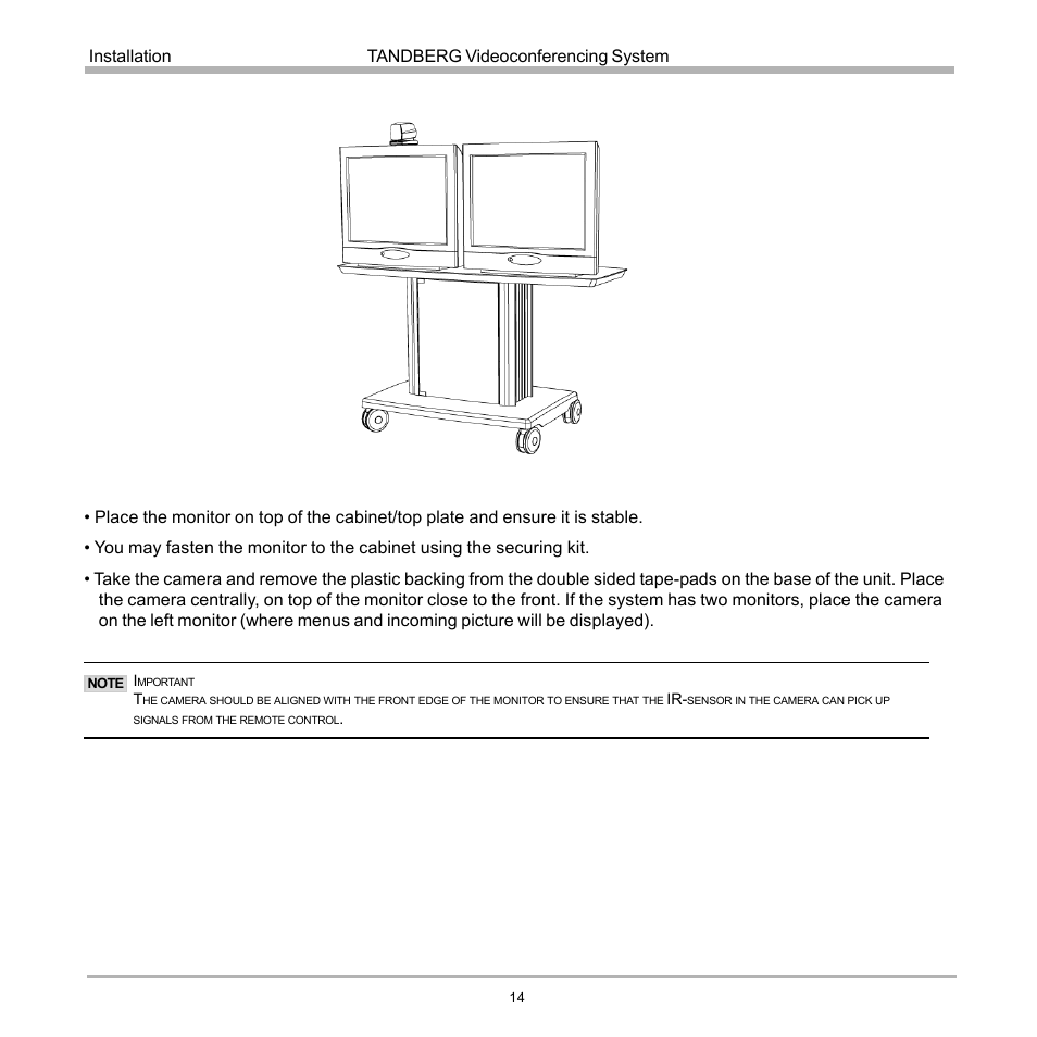 Tandberg videoconferencing system installation | TANDBERG D12155-10 User Manual | Page 14 / 116