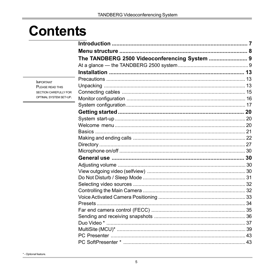 TANDBERG D12155-10 User Manual | Page 5 / 116
