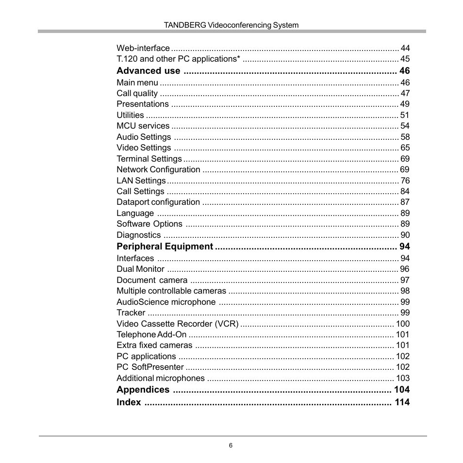 TANDBERG D12155-10 User Manual | Page 6 / 116