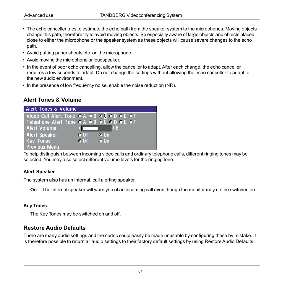 TANDBERG D12155-10 User Manual | Page 64 / 116