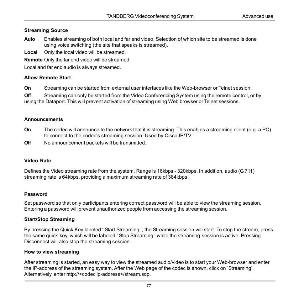 TANDBERG D12155-10 User Manual | Page 77 / 116