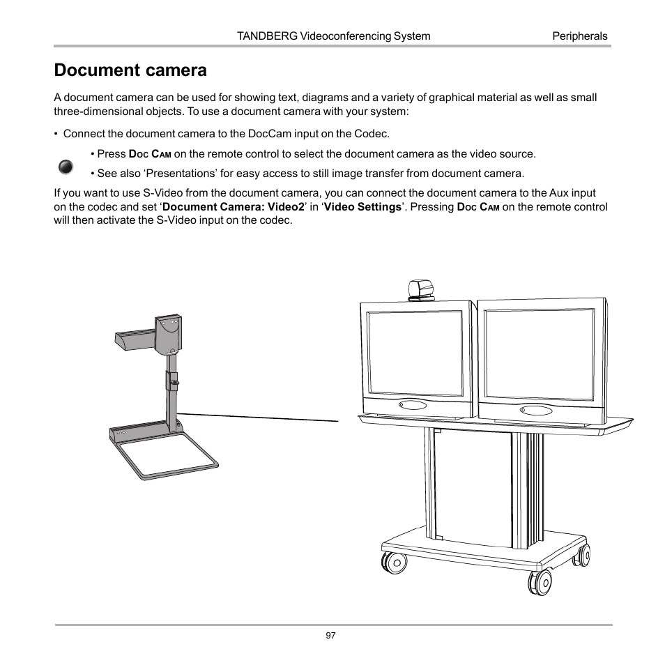 Document camera | TANDBERG D12155-10 User Manual | Page 97 / 116