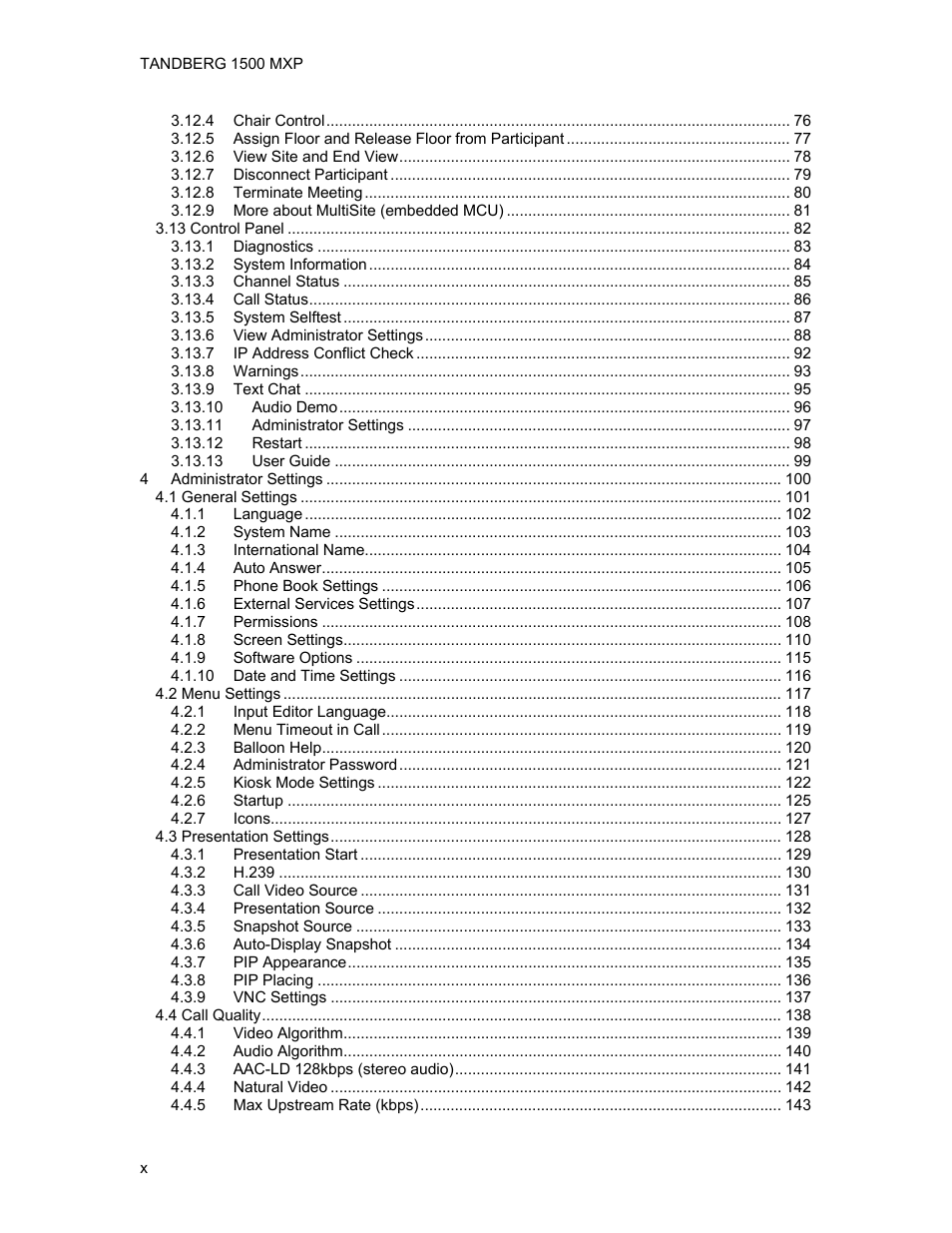 TANDBERG 1500MXP User Manual | Page 10 / 275