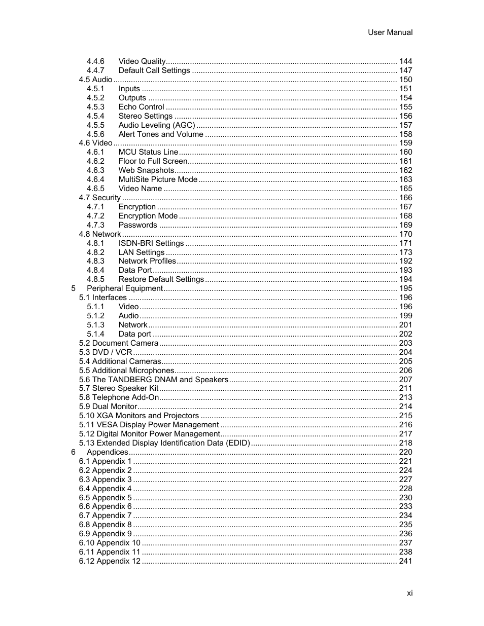 TANDBERG 1500MXP User Manual | Page 11 / 275