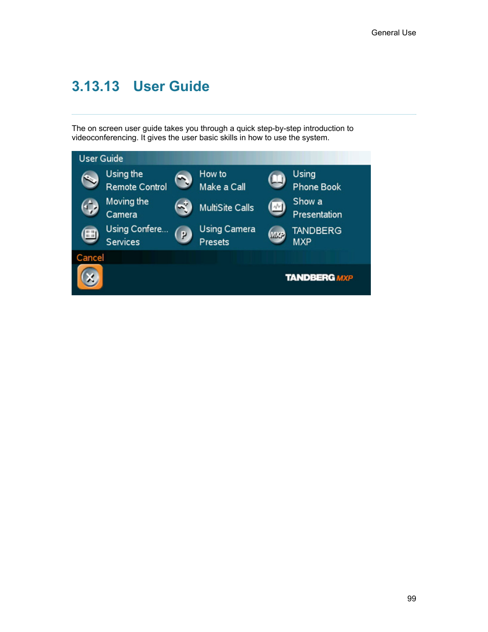 13 user guide, User guide | TANDBERG 1500MXP User Manual | Page 111 / 275