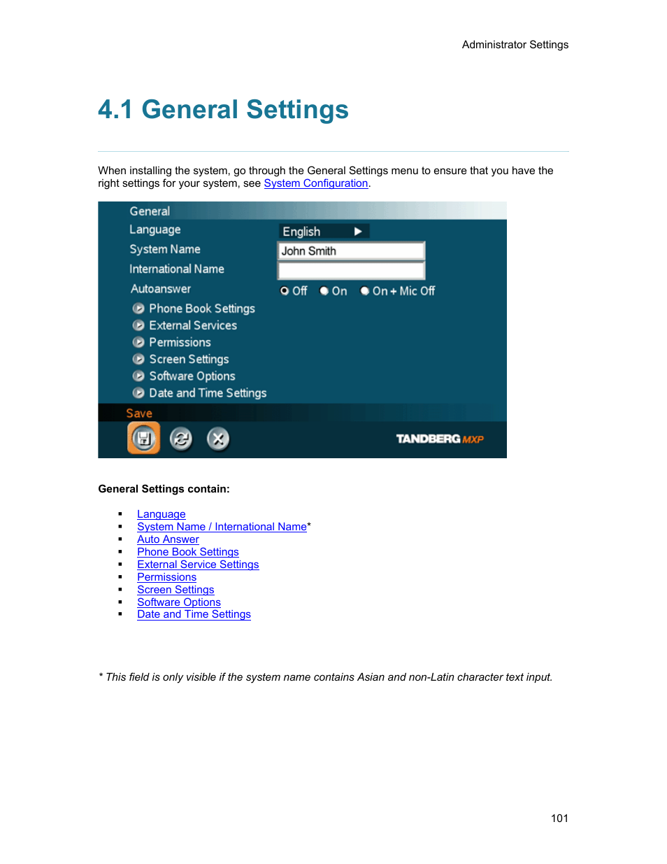 1 general settings | TANDBERG 1500MXP User Manual | Page 113 / 275