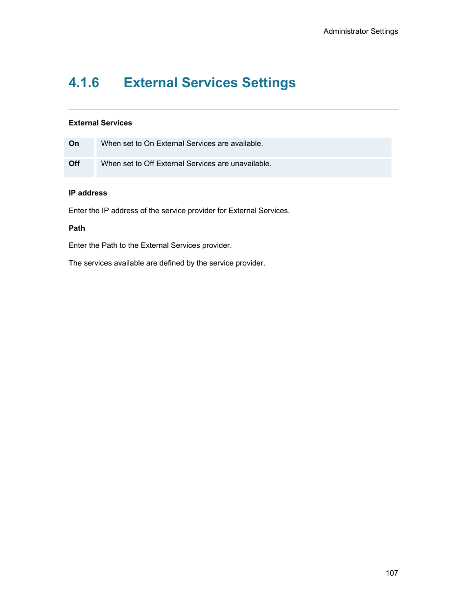 6 external services settings, External services settings | TANDBERG 1500MXP User Manual | Page 119 / 275