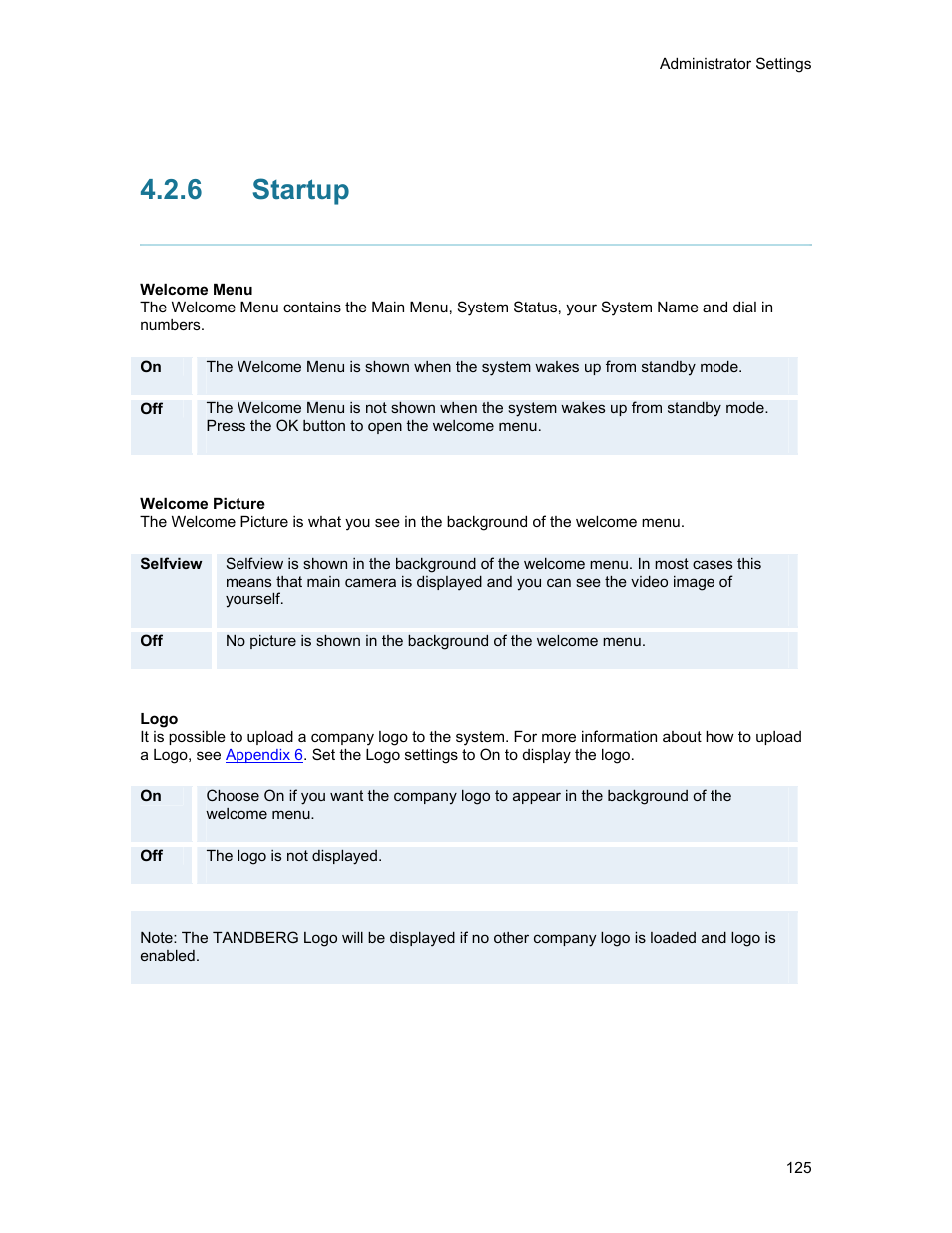 6 startup, Startup | TANDBERG 1500MXP User Manual | Page 137 / 275