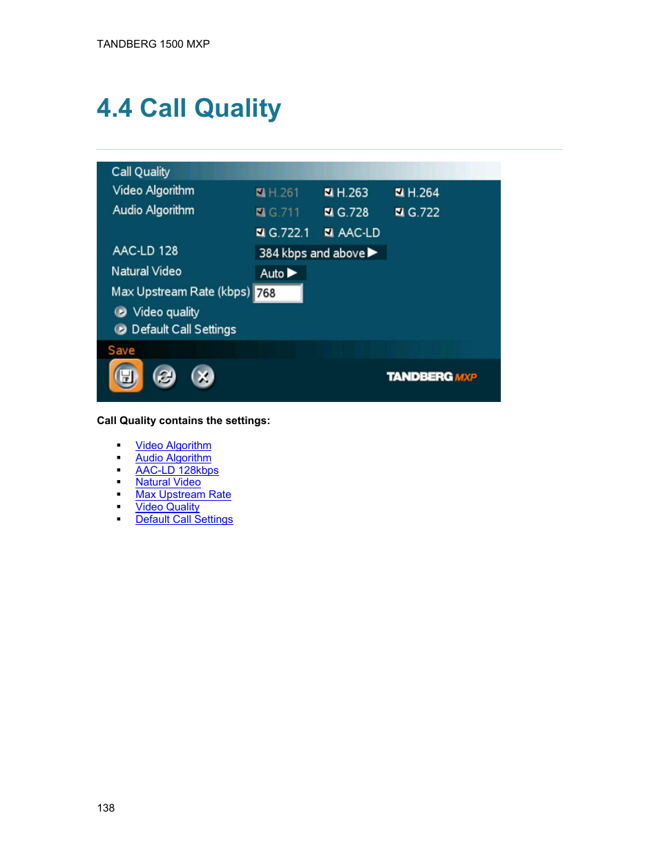 4 call quality | TANDBERG 1500MXP User Manual | Page 150 / 275