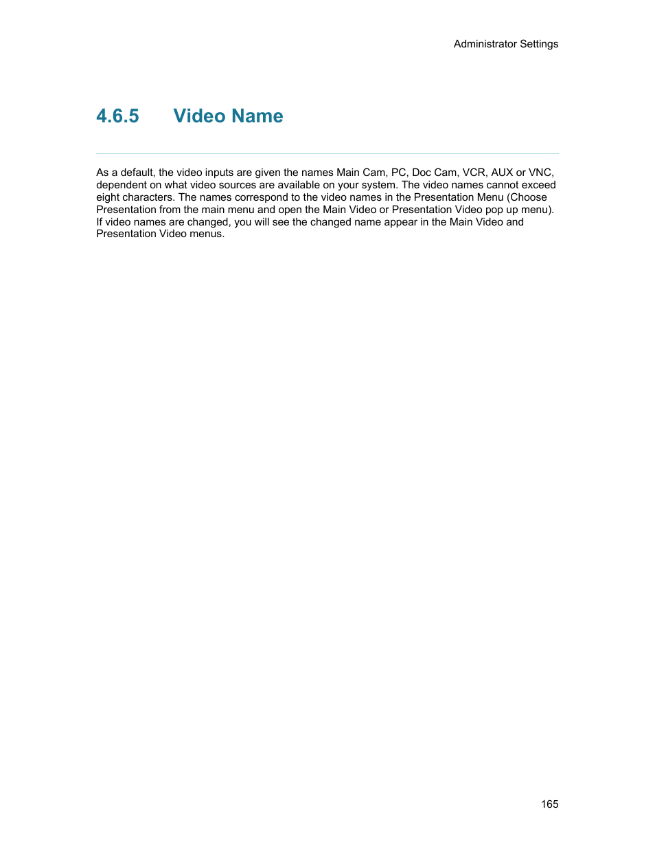 5 video name, Video name | TANDBERG 1500MXP User Manual | Page 177 / 275