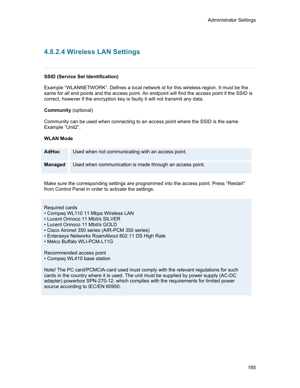 4 wireless lan settings | TANDBERG 1500MXP User Manual | Page 197 / 275