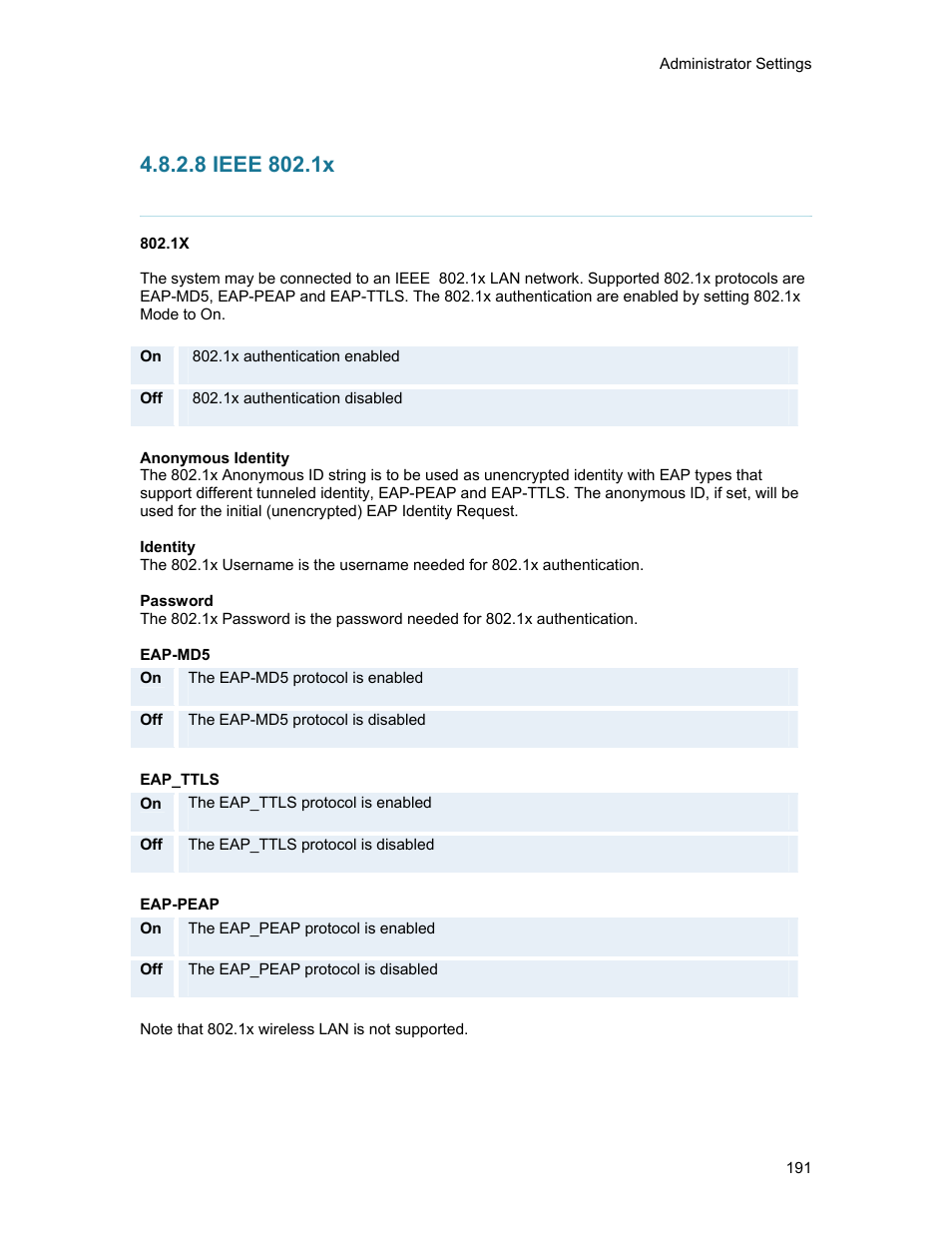 8 ieee 802.1x | TANDBERG 1500MXP User Manual | Page 203 / 275