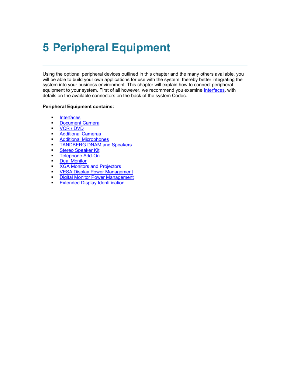 5 peripheral equipment, Peripheral equipment | TANDBERG 1500MXP User Manual | Page 207 / 275