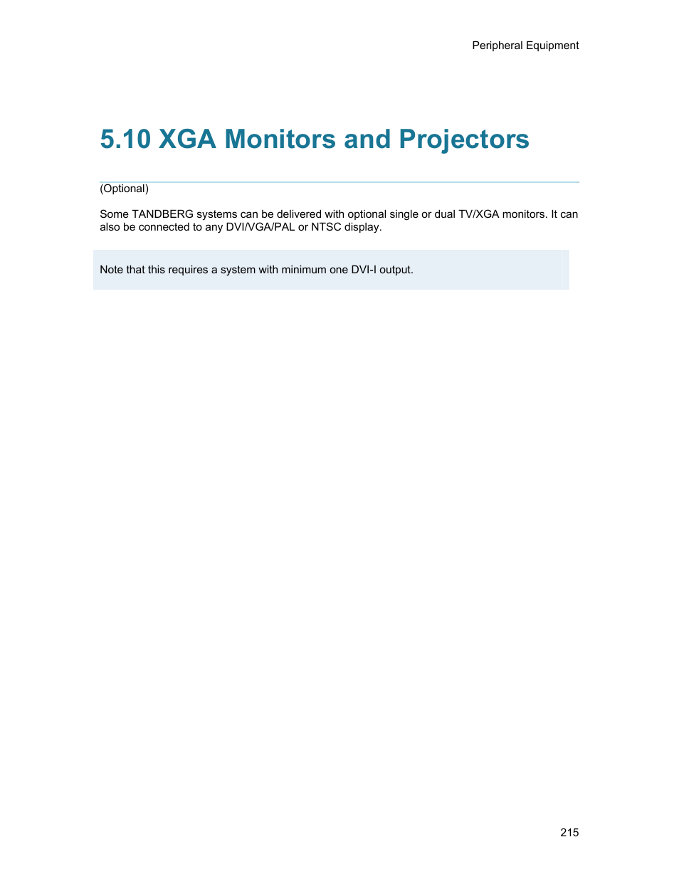 10 xga monitors and projectors | TANDBERG 1500MXP User Manual | Page 227 / 275